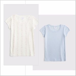 Abercrombie kids pointelle lace-trim tops girls size 7 / 8